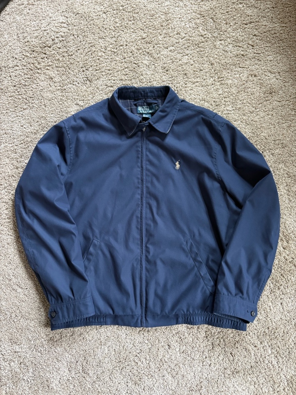 Vintage Navy Blue Polo by Ralph Lauren Harrington Bomber Jacket Preppy Large